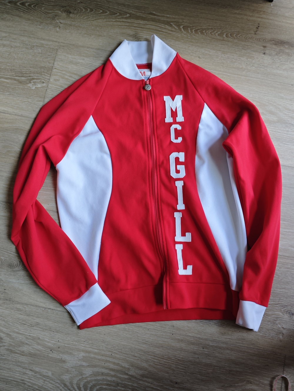 Rare Vintage 60s -70s McGill Red & White Zip-Up Jacket BY Champion Products INC.